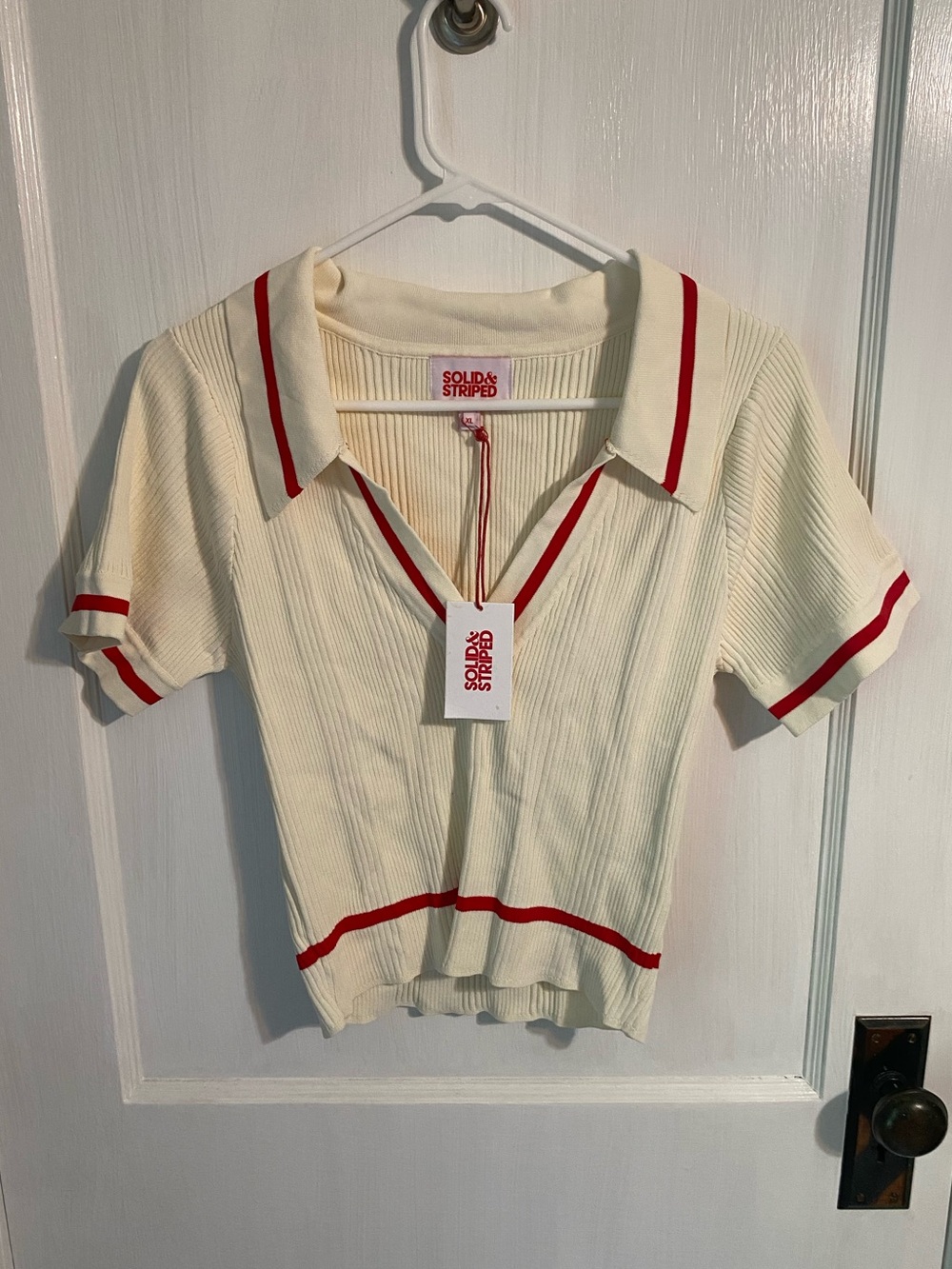 Solid & Stripes ribbed red and white top
